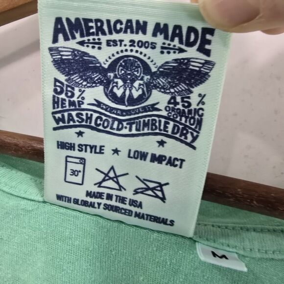 Jungmaven T Shirt Mens Medium Green Hemp Tee Short Sleeve V Neck Organic - Picture 8 of 9